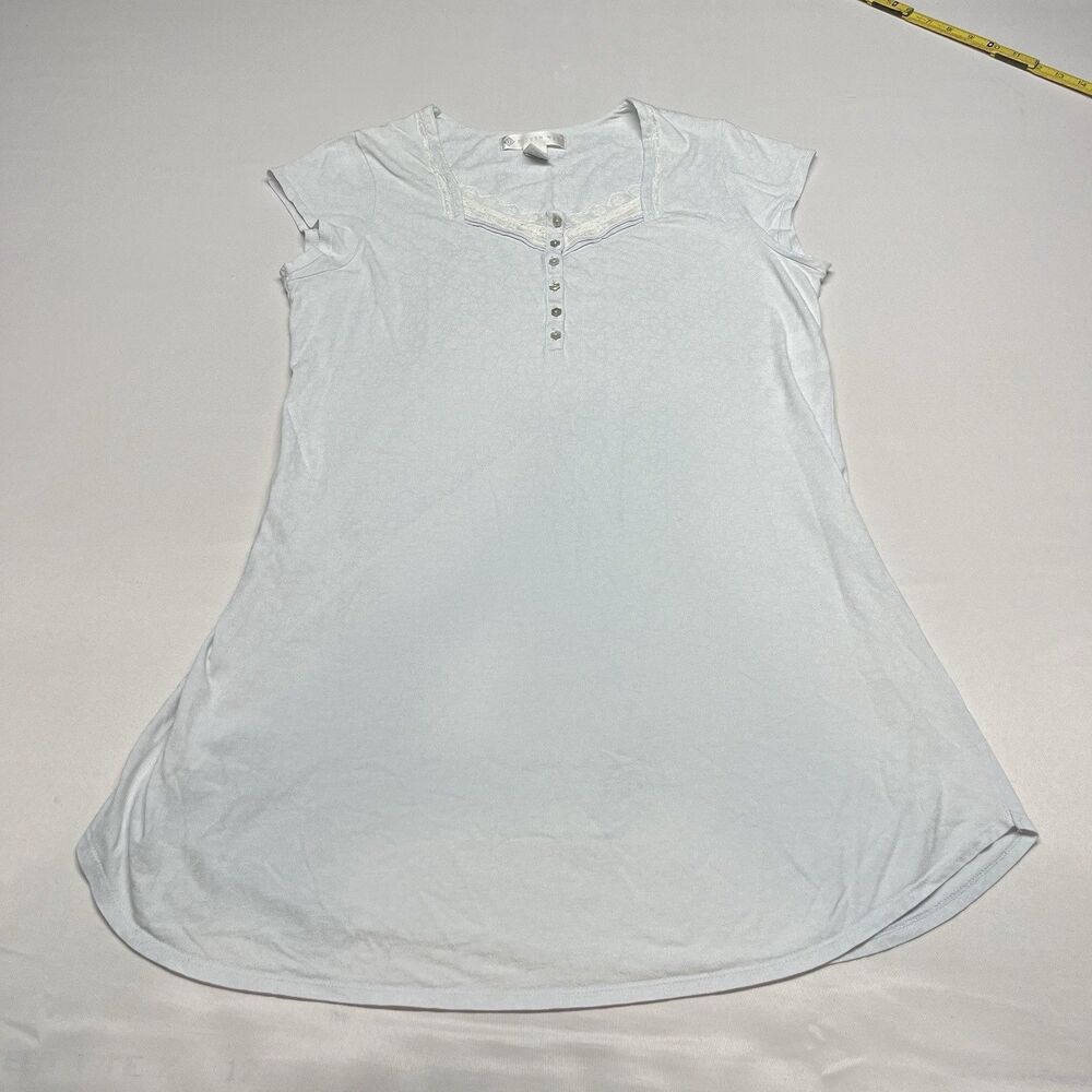 Eileen West Short Sleeve Blue Floral Print Nightgown